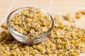 Dry chamomile in a glass dish Royalty Free Stock Photo