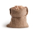 Dry chickpeas in a sack