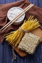 Dry Chinese egg noodles and ramen