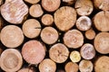 Dry chopped firewood logs stacked up on top of each other in a pile. Royalty Free Stock Photo