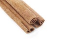 Dry cinnamon sticks isolated white background macro Royalty Free Stock Photo