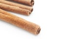 Dry cinnamon sticks isolated with white background macro Royalty Free Stock Photo