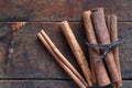Dry Cinnamon On Wood Royalty Free Stock Photo