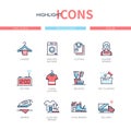 Dry cleaning - line design style icons set