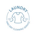 Dry cleaning service emblem, laundry self-service icon, clothes washing