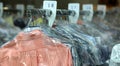 Dry cleaning shirts on hangers in chemical cleaning Royalty Free Stock Photo