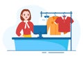 Dry Cleaning Store Service with Washing Machines, Dryers and Laundry for Clean Clothing in Flat Cartoon Illustration