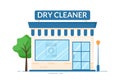 Dry Cleaning Store Service with Washing Machines, Dryers and Laundry for Clean Clothing in Flat Cartoon Illustration