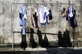 Dry clothes outdoor in summer with heavy sunlight