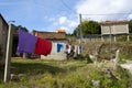 dry clothes, Spanish courtyard, Galicia Royalty Free Stock Photo