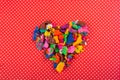 Dry colorful play dough in heart shape Royalty Free Stock Photo