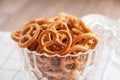 Dry cookies cracker bagels in a decorative vase