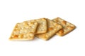 Dry cookies hardtack, unsalted crackers, on a white background