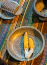 Dry corns on the cob kernels peeled Royalty Free Stock Photo