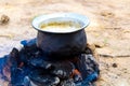 Dry cow dung for a fire in gujarat,tea is made using cow dung, natural tea ,indian village tea Royalty Free Stock Photo