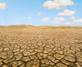 Dry cracked dirt in desert landscape in Africa