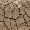 Dry and cracked dirt with some foot traces of rough hiker boots Royalty Free Stock Photo