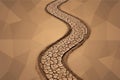 Dry Cracked Earth Path On Geometric Brown Background Royalty Free Stock Photo