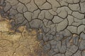 Dry cracked grey earth background