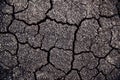 Dry cracked ground during drought. Gray dried and cracked ground earth background, Close up of dry fissure ground