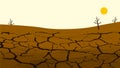 Dry cracked land in the farming field. Rural landscape. Design elements for info