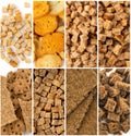Dry Croutons Rusks Food Collage, Various Bread Cubes Collection