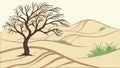 Dry Dead Tree Drought Landscape, vector design Generative AI Royalty Free Stock Photo