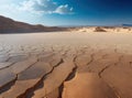 A dry desert landscape with a dry lake and no sign of life, environmental crisis Royalty Free Stock Photo