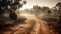 Dry and Dusty Australian Road under the Sun