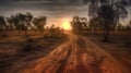 Dry and Dusty Australian Road under the Sun