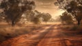 Dry and Dusty Australian Road under the Sun