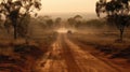 Dry and Dusty Australian Road under the Sun