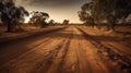 Dry and Dusty Australian Road under the Sun