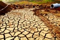 Dry earth Dry river and bridge