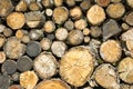 Dry firewood laid in a heap for kindling the furnace closeup Royalty Free Stock Photo