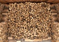 Dry firewood in a pile for furnace kindling Royalty Free Stock Photo