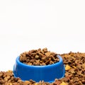 Dry food for puppies close-up. Complete diet for dogs during their first year of life