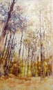 Dry forest acrylic oil impressions painting