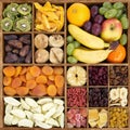 Dry and fresh fruit assortment Royalty Free Stock Photo