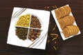 Dry fruit plate in table Royalty Free Stock Photo