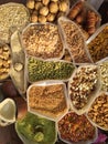 Dry fruits, nuts and seeds in a traditional shop Royalty Free Stock Photo