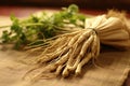 Dry ginseng roots. Generative AI Royalty Free Stock Photo