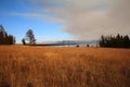 Dry Grass Cloudy Sky Yellowstone National Park