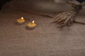 Dry grass flower candle linen cloth