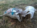 Dry grass in garbage bags Royalty Free Stock Photo