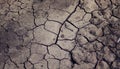 Dry gray ground cracked texture, horizontal natural background top view. Closeup shot