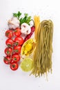 Dry green Pasta with spinach and vegetables Royalty Free Stock Photo