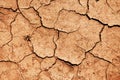 Dry ground as background. Climate change and global warming concept. Top view of cracked soil during drought season in arid Royalty Free Stock Photo