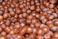 Close up of hazelnuts in the shell