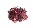 Dry Hibiscus Tea Isolated, Dry Rose Petals, Fruit Red Tea, Karkade Leaves, Dried Herbal Drink, Roselle Petal Royalty Free Stock Photo